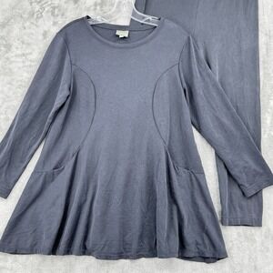 Niche Nilgun Derman Pant Set Womens Medium Lagenlook Modal Drop Crotch Boxy Gray